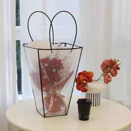 Portátil Flor Sacola, PVC Transparente, Rose Bouquet, Sacos De Embrulho, Caixas De Presente, Casamento, Festa De Aniversário, Embalagem Decoração - Image 3