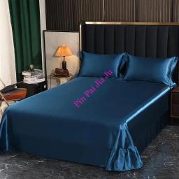 Lençol de cama liso acetinado, lençóis simples Queen King, 2 fronhas, 1,8 m, 2,0 m, S, Luxo, Novo - Image 3