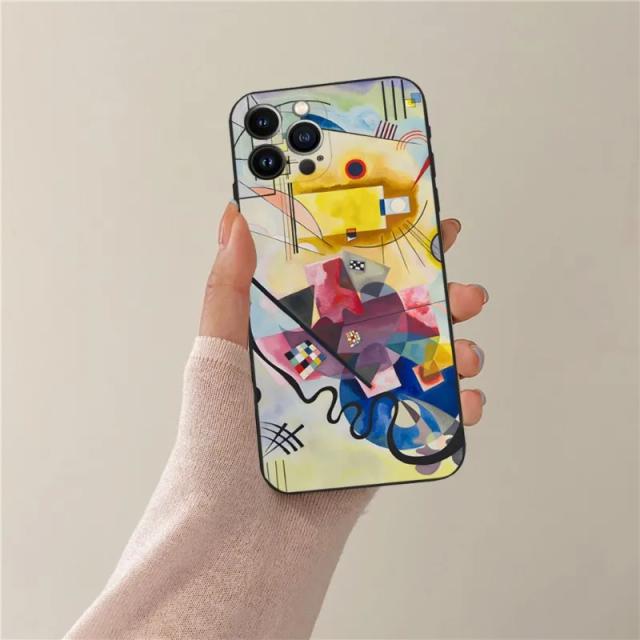 Capa de Telefone Artístico Abstrato de Wassily Kandinsky para iPhone 12 Pro Max, 11, 13, 14, XS Max, Mini, XR, X, 7, 8 e 6S Plus