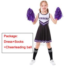 Traje de torcida JXHJHBW para crianças, uniformes escolares, Cheerleader Outfits, Halloween Cosplay Dress with Socks Suit - Image 5