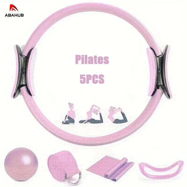 Conjunto Pilates e Yoga 5 Peças - Alça de Alongamento e Anel