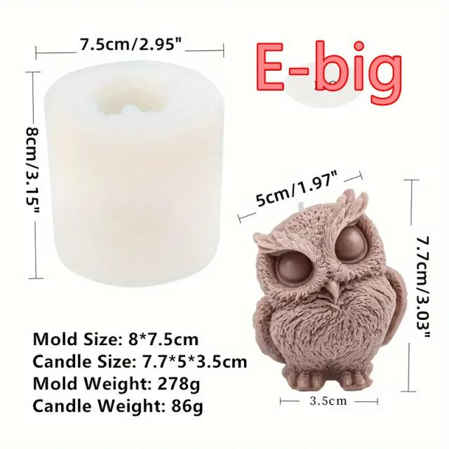 Moldes de Silicone 3D de Coruja para Velas e Sabonetes Artesanais com Aroma para Decoração do Lar