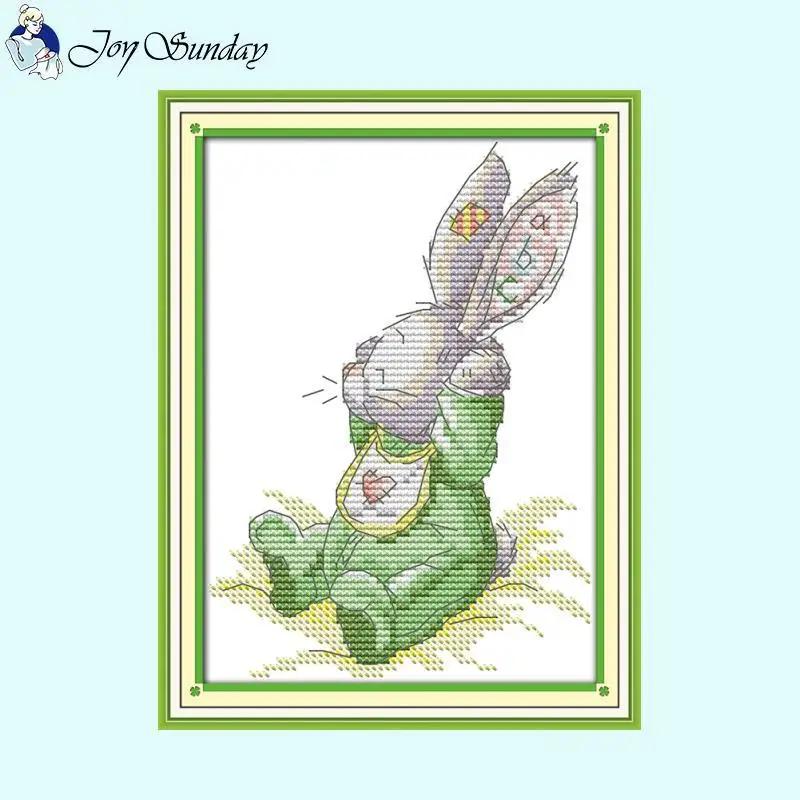 Kit Bordado Ponto Cruz para Crianças, Série Patch Rabbit, Impresso em Canvas, Padrões de Animais DIY Cartoon, Artesanato De Costura, 14ct, 16ct, 11ct - Image 1