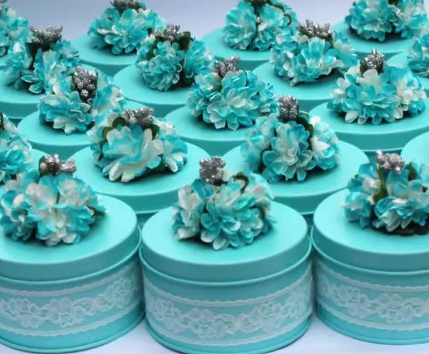 Caixa de Armazenamento Decorativa em Renda para Festas: Conjunto de 10/30 Latas Redondas para Doces e Flores em Casamentos