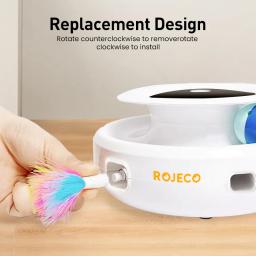 ROJECO-Conjunto de brinquedos automáticos de penas divertidas, brinquedos inteligentes para cães e gatos, acessórios eletrônicos interativos para animais, 2 em 1, 5 modos - Image 4