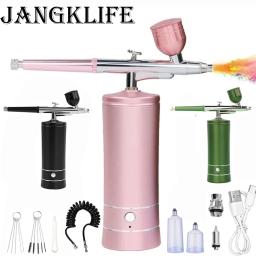 Aerógrafo sem fio recarregável portátil com compressor pistola de ação automática para rosto beleza arte do prego tatuagem artesanato bolo pintura - Image 1