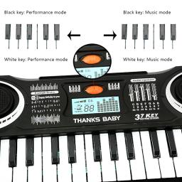 Teclado eletrônico para crianças, 61 teclas, teclado digital preto, piano elétrico, instrumento musical, presentes de aniversário para crianças - Image 2