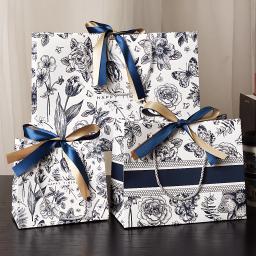 Sacolas de papel floral com fita, embrulho de presentes premium, dia das mães, aniversário, presente, 10 pcs, 20pcs - Image 2