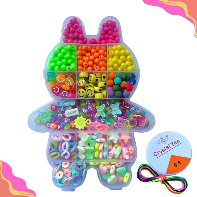 Maleta Infantil com 1850 Miçangas para Fazer Pulseiras e Brincar com Silicone
