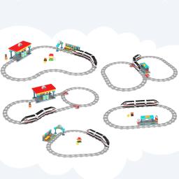 Blocos de construção de brinquedo, conjunto de transporte ferroviária, locomoelétrica, tamanho grande, diy, para montar, interação, crianças - Image 3