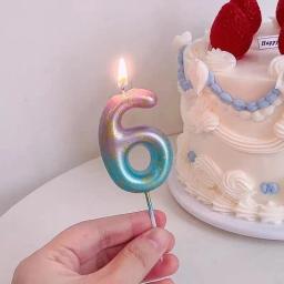 Bolo de feliz aniversário Decorado Velas Digitais, Delicado Doce Cor Infantil, 0-9 Velas Número, Decoração Colorida para Festa - Image 2