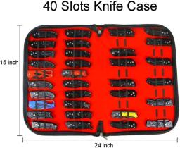 Faca Display Case para 40 + Facas de bolso, Folding Knife Holder Organizador, Facas Roll Coleção, Estojo de armazenamento - Image 1