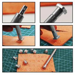 32 peças de couro carimbar ferramentas de artesanato de couro para diy padrão de aço selo perfurador conjunto 10*10mm - Image 5