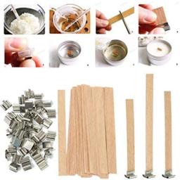 Madeira vela wicks 30 pces com suporte de ferro soja parffin beewick vela núcleos ambiental-friendly pavio diy vela que faz o jogo - Image 2