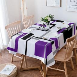 Toalha de mesa quadrada geométrica abstrata, preto e roxo, impermeável, arte moderna, decoração do partido, retângulo toalha de mesa, mesa de cozinha - Image 4