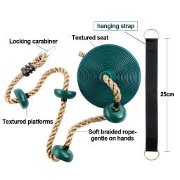 Corda de escalada fitness para crianças, com plataformas e assento de balanço de disco, conjunto de balanço ao ar livre, brinquedo de jardim, acessórios para playground - Image 2