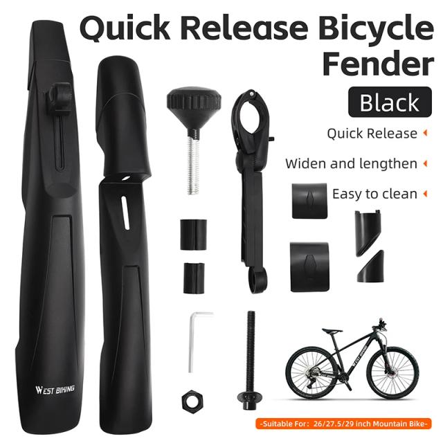 Paralama de Bicicleta West Biking para Mountain Bike com Liberação Rápida - Acessórios para MTB 26", 27,5" e 29"