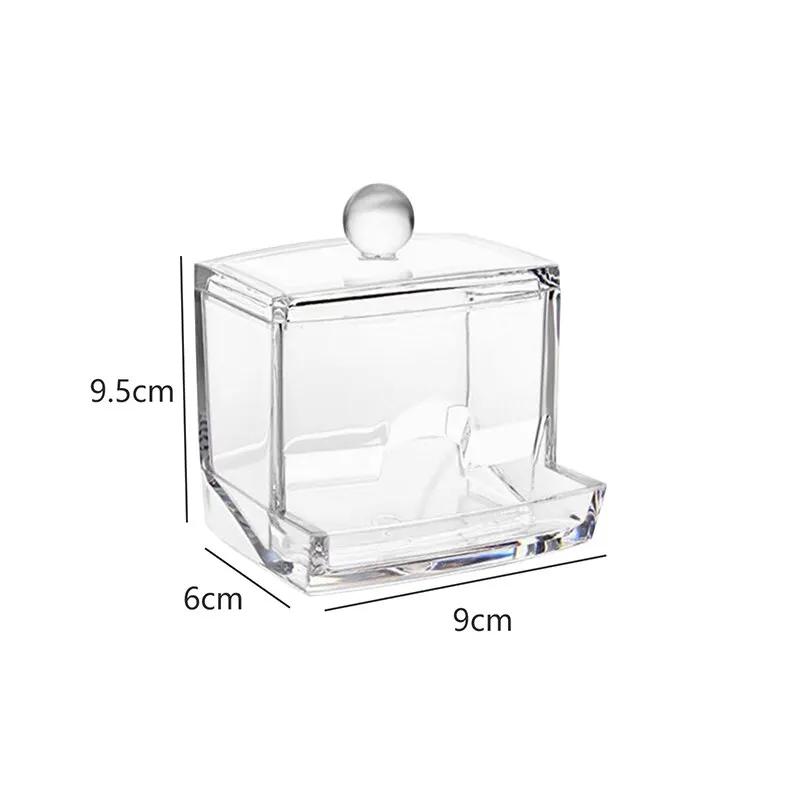 Caixa de armazenamento de cotonete de algodão transparente organizador de maquiagem caixa de armazenamento acrílico cotonete caixa de cosméticos banheiro quarto armazenamento - Image 1