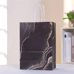 Saco De Presente De Papel Com Design De Mármore, Bolsa Para Aniversário, Presente De Casamento, Decoração De Festa, Suprimentos De Embalagem, Artesanato De DIY, 5Pcs - Image 2