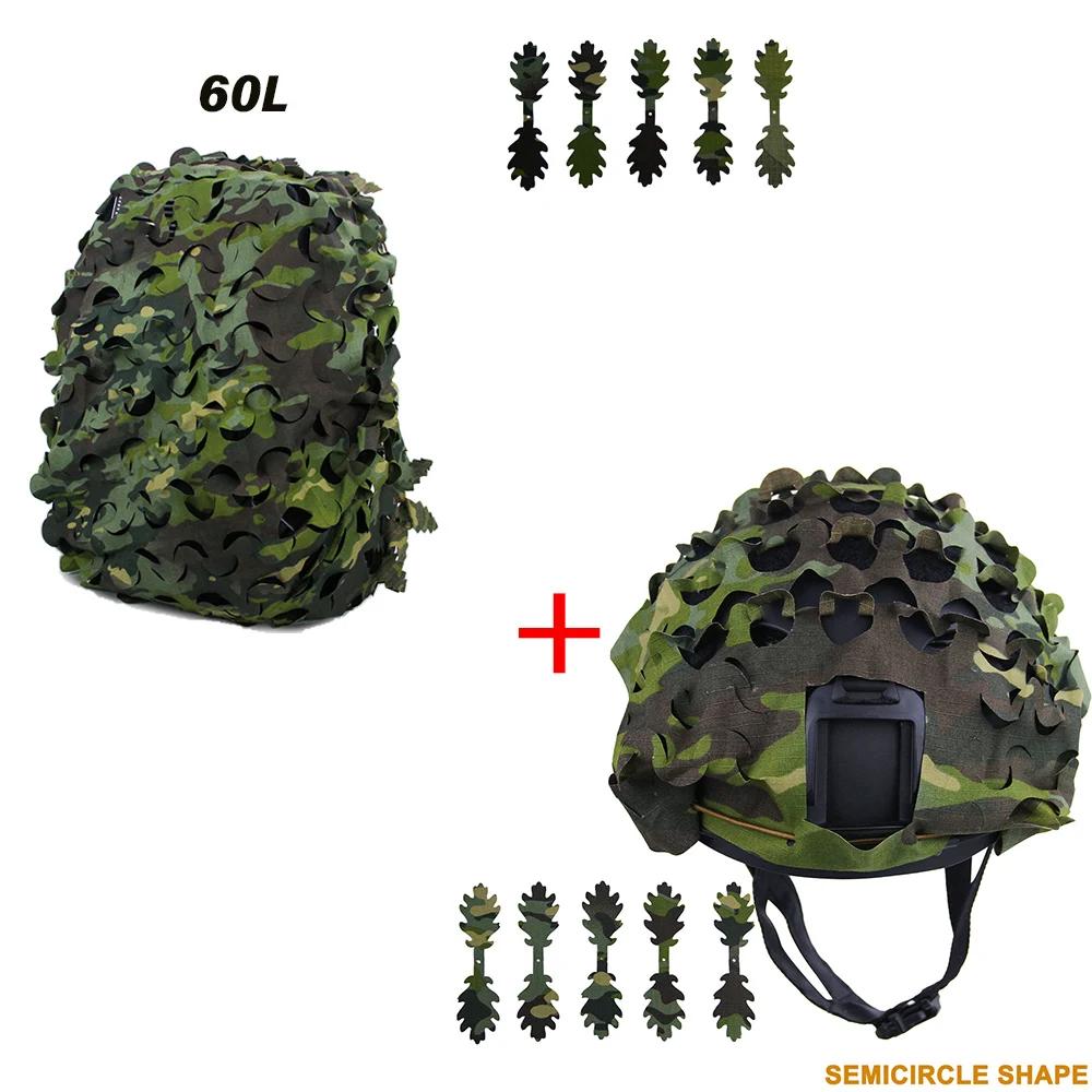 Mochila líquida de camuflagem 3D Kit de capa de capacete Corte a laser Malha de camuflagem para caça Airsoft Acessórios de capacete tático - Image 1