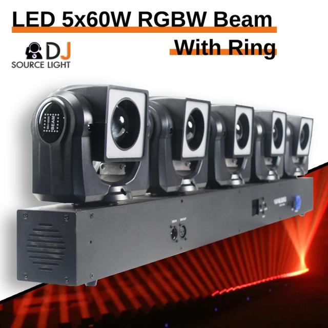 Iluminação LED Moving Head 4 em 1 com Anel RGBW, Mini Lâmpada de 60W para Controladores de Discoteca e DJs