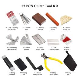 Guitar Carry Bag e Ferramentas de Reparação, Guitar Tool Kit, Cordas Ação Régua, Luthier Arquivo, Ponte Pins, Ukulele, 14Pcs, 57Pcs, 74Pcs - Image 6