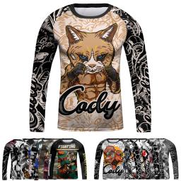 Cody Lundin-Kimonos personalizados de Jiu Jitsu para crianças, camisas de compressão para meninos e meninas, equipamento MMA, manga comprida Rashguard, blusa UV infantil - Image 2