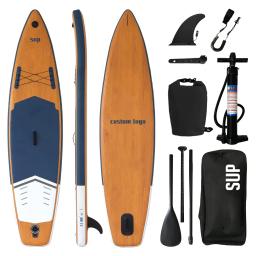 Prancha de surf SUP personalizada OEM, design personalizado, estilo Woodgrain, alta qualidade, câmara de ar dupla, prancha de remo - Image 3