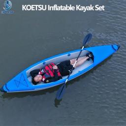 KOETSU Barco de borracha para 1 a 2 pessoas com deck de ar, caiaque inflável para rafting com quilha dura em forma de V, pesca, esportes aquáticos - Image 1