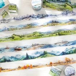 Cartoon Washi Tape para DIY, fita adesiva decorativa, fita adesiva, adesivos decorativos, ao redor das montanhas e do mar, japonês, 1 peça por lote - Image 1