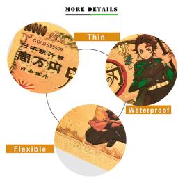 Anime japonês folha de ouro notas comemorativas, Demon Slayer, ouro 24K, arte cédula, colecionáveis para presentes de Natal, venda quente, 2023 - Image 5