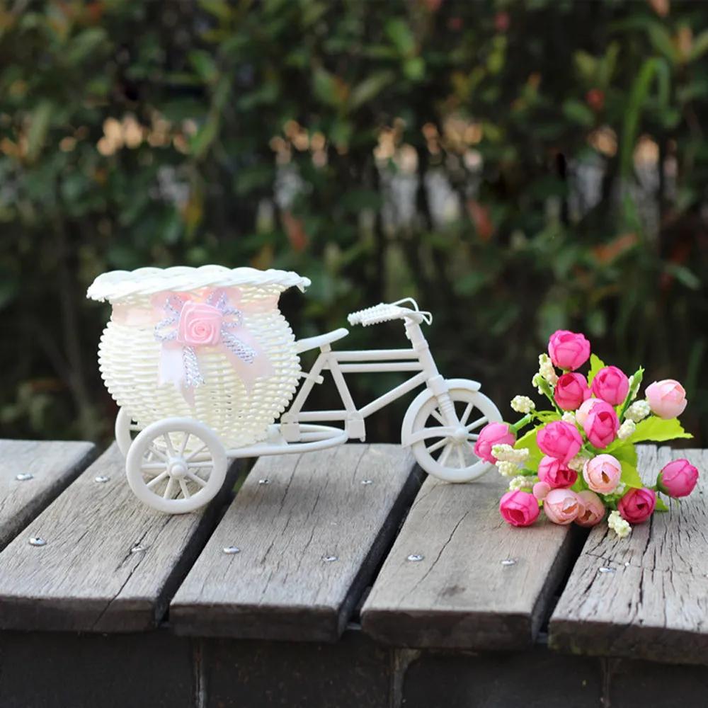 Bicicleta criativa decorativa cesta de flores, ornamento nostálgico para casa, flor artificial triciclo, ornamento do jardim - Image 1