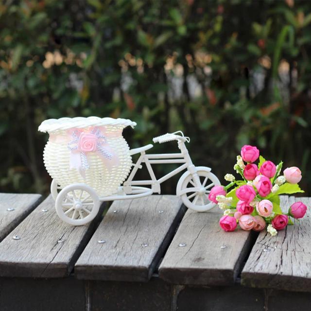 Bicicleta Decorativa com Cesta de Flores Artificiais para Jardim e Casa