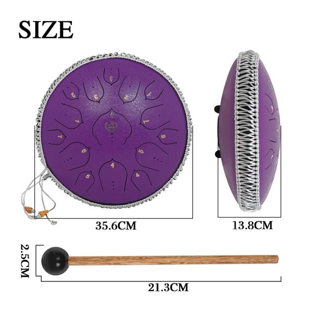 Chave de D 14 Polegadas para Práticas de Meditação Zen: Instrumento de Percussão Roxo com Acessórios Essenciais