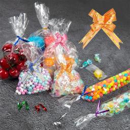 Conjunto De Saco De Celofane De Laço De Metal Plástico, Favor De Festa Descartável, Embalagem De Presente, Embrulho De Casamento, Pull Bow, Armazenamento De Alimentos, 25x15cm, 300Pcs - Image 6
