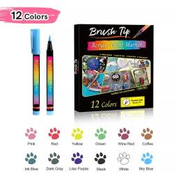 Impermeável Graffiti Nail Pen, Marcador de tinta acrílica, Ferramentas de Manicure, Nail Art, DIY Nail Polish, escova para animais de estimação, Dog, Cat Gift, 12pcs - Image 4