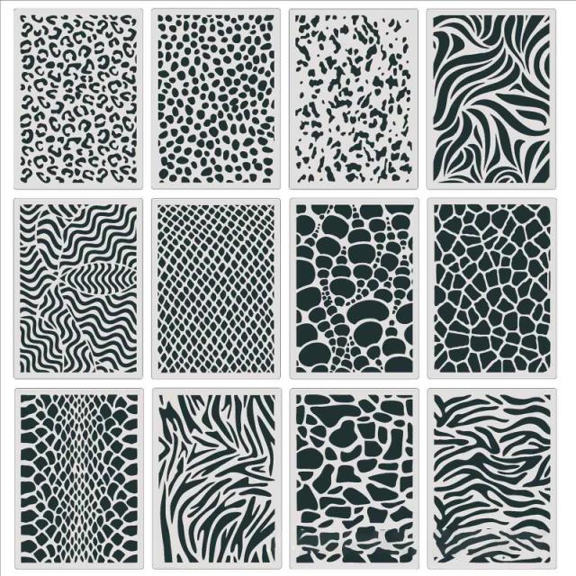 Estêncil Reutilizável de Pele de Leopardo para DIY: Crie Arte e Estampas em Móveis com Nossos Modelos Exclusivos