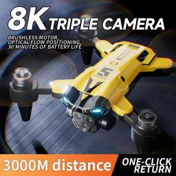2024 novo drone m5 8k câmera tripla profissional motor sem escova posicionamento de fluxo óptico dobrável quadcopter rc dron brinquedos presentes - Image 2