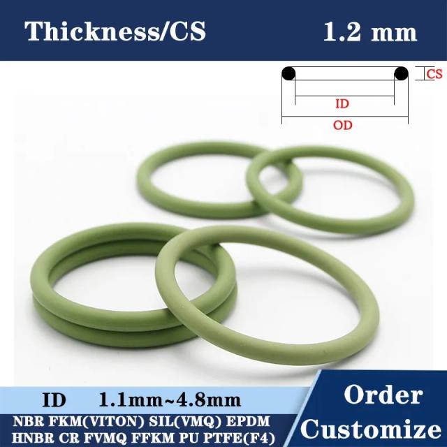 Junta de Borracha O-Ring Versátil com Espessura de 1.2mm para Diversos Materiais e Aplicações