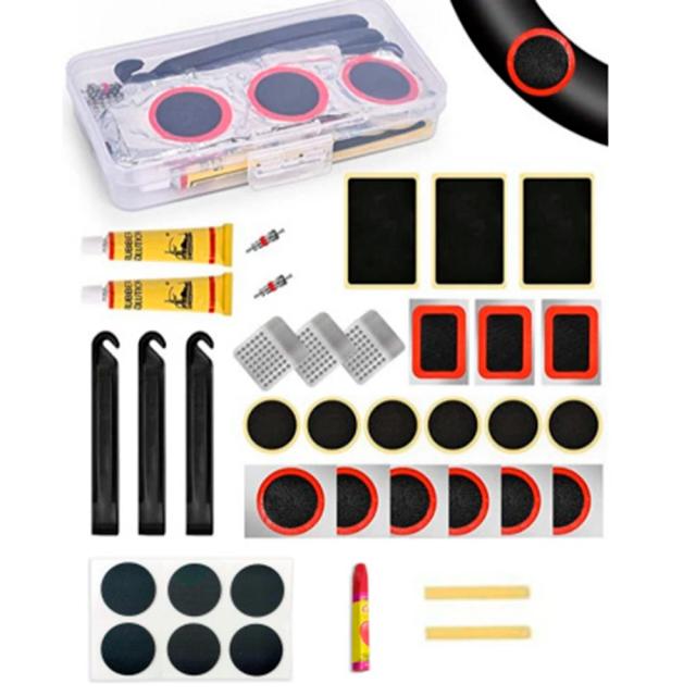 Kit Prático de Reparação de Pneus para Bicicletas - Solução Completa para Câmaras e Pneus