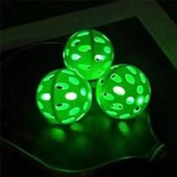 LED Iluminado Pickle Ball, Luz Eletrônica Noturna, Bola Oca, Flutuante Equipamento De Críquete, Verde, 40 Buracos, 74mm, Atacado, Novo - Image 1