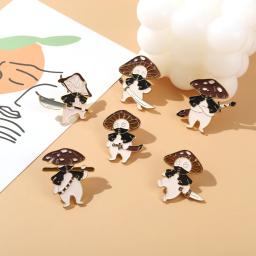 Cogumelo esmalte pinos personalizado faca flauta planta broche lapela crachá saco dos desenhos animados leitura livro jóias presente de ano novo para amigos - Image 6