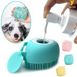 Pet escova de banho com sabonete e shampoo dispensador, gato massagem pente, cerdas macias grooming scrubber, pet fornecimentos, cães e gatos - Image 1