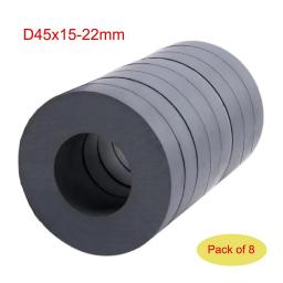 Anel de ferrite ímãs para artesanato e bricolage, disco redondo Donut ímãs, cerâmica Circle Hole, OD45 x ID22 x 8mm, 8pcs - Image 1