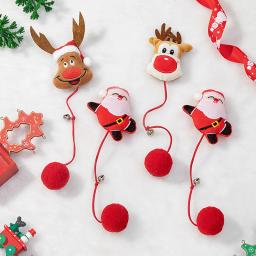 Brinquedo do gato do luxuoso do Natal com sino, Bastões interativos do animal de estimação, Tease bonito, Santa dos desenhos animados, Decoração da árvore do Natal, Ano novo - Image 1