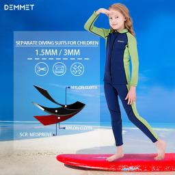 Terno de mergulho em neoprene para crianças, traje de manga comprida, maiô grosso para meninos e meninas, mantenha roupas quentes - Image 3