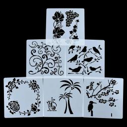Estêncil para pintura com folhas florais, 9 pcs/set, diy, diy, desenho, scrapbook, coloração, gravação em relevo, álbum, modelo decorativo, artesanato - Image 4