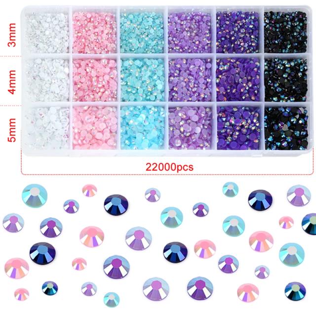 Conjunto de Strass de Resina QIAO - Rhinestones Glitter para Roupas e Nail Art, Tamanhos 3mm, 4mm e 5mm
