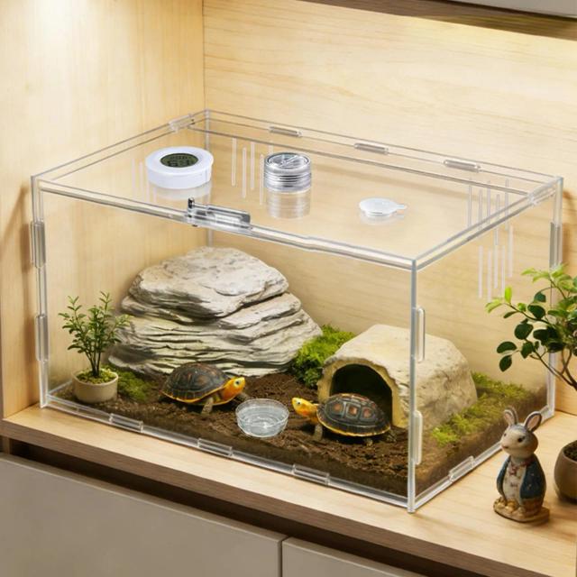 Terrário para Répteis Acrílico com Visão 360° e Iluminação 20cm