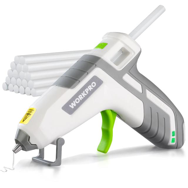 Pistola de Cola Hot Melt WORKPRO com 20 Bastões para DIY, Artesanato e Reparos Rápidos em Casa 3.6V